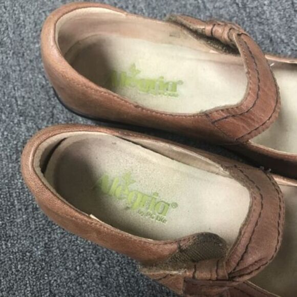 Alegria Women Ella 632 Saddle Mary Janes Shoes Brown Leather Hook & Loop 39 - Picture 7 of 9